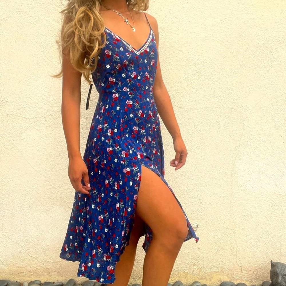 MIDI FLORAL- PRINTED SLIP DRESS